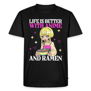 Life Is Better With Ramen & Anime - Men's Premium Organic T-Shirt - black - Front - Nico (187cm)