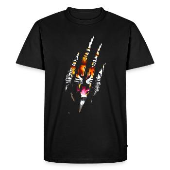 Oeil de tigre griffe Safari Zoo faune Animal - T-shirt Premium bio Homme - noir - Devant - Nico (187cm)