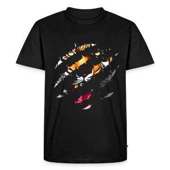 Oeil de tigre griffe Safari Zoo faune Animal - T-shirt Premium bio Homme - noir - Devant - Nico (187cm)