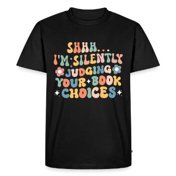 Groovy Reading Librarian Funny Library - Men's Premium Organic T-Shirt - black - Front - Nico (187cm)