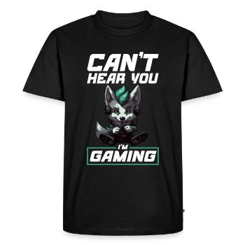 Can't Hear You I'm Gaming Wolf Video Games Gamer - Men's Premium Organic T-Shirt - black - Front - Nico (187cm)