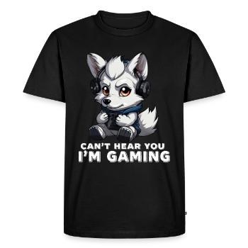 Can't Hear You I'm Gaming Wolf Video Games Gamer - Men's Premium Organic T-Shirt - black - Front - Nico (187cm)