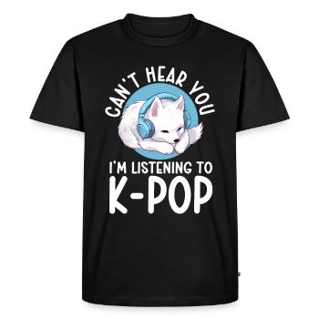 Je ne t’entends pas, j’écoute de la K-pop, Arctic Fox - T-shirt Premium bio Homme - noir - Devant - Nico (187cm)