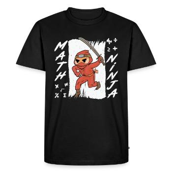 Funny Math Ninja Mathematics Geek Numbers - Men's Premium Organic T-Shirt - black - Front - Nico (187cm)