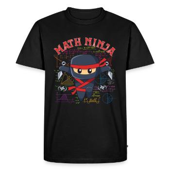 Funny Math Ninja Mathematics Geek Numbers - Men's Premium Organic T-Shirt - black - Front - Nico (187cm)