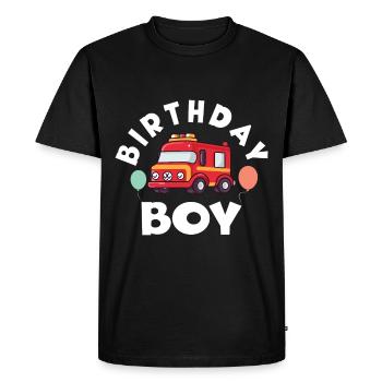 Garçon D’anniversaire Pompier Garçon D’anniversaire - T-shirt Premium bio Homme - noir - Devant - Nico (187cm)