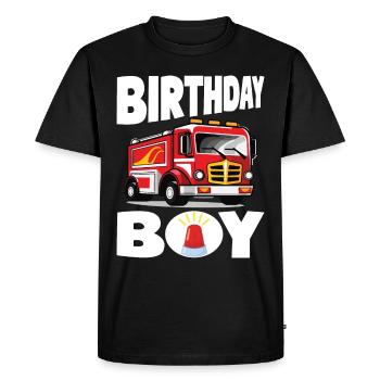 Garçon D’anniversaire Pompier Garçon D’anniversaire - T-shirt Premium bio Homme - noir - Devant - Nico (187cm)