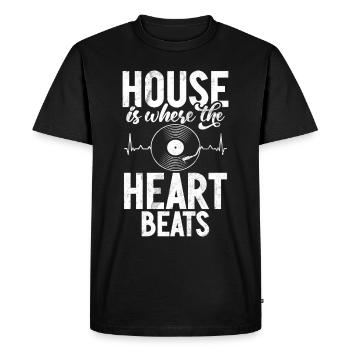 House Music, EDM, Rave, DJ, Electro, Deep House, Amoureux - T-shirt Premium bio Homme - noir - Devant - Nico (187cm)