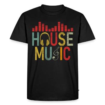 House Music, EDM, Rave, DJ, Electro, Deep House, Lover - Men's Premium Organic T-Shirt - black - Front - Nico (187cm)