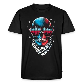 Skull With Sunglasses House Music Rave DJ - Men's Premium Organic T-Shirt - black - Front - Nico (187cm)