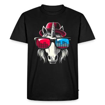 Unicorn With Sunglasses House Music Rave DJ - Men's Premium Organic T-Shirt - black - Front - Nico (187cm)