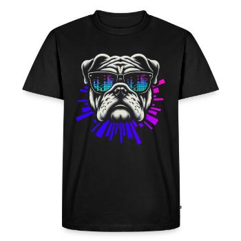 Bulldog With Sunglasses House Music Rave DJ - Men's Premium Organic T-Shirt - black - Front - Nico (187cm)