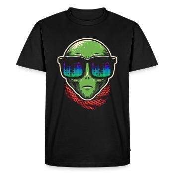 Alien With Sunglasses House Music Rave DJ - Men's Premium Organic T-Shirt - black - Front - Nico (187cm)