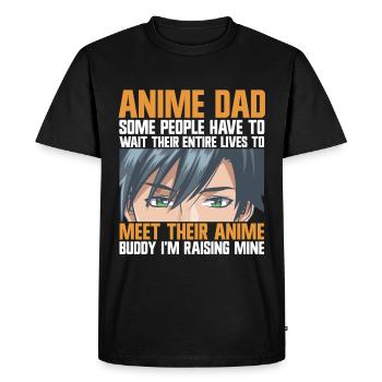 Papa Anime Comme Un Papa Ordinaire Otaku Manga Japonais - T-shirt Premium bio Homme - noir - Devant - Nico (187cm)