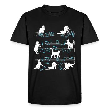 Chats jouant avec un chat de note de musique - T-shirt Premium bio Homme - noir - Devant - Nico (187cm)