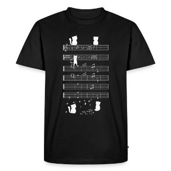 Chats jouant avec un chat de note de musique - T-shirt Premium bio Homme - noir - Devant - Nico (187cm)