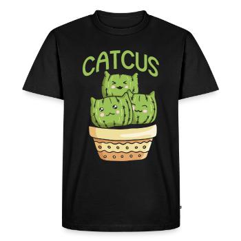 Cat Cactus Succulent Cactus Lover - Men's Premium Organic T-Shirt - black - Front - Nico (187cm)