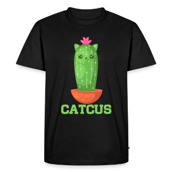 Cat Cactus Succulent Cactus Lover - Men's Premium Organic T-Shirt - black - Front - Nico (187cm)