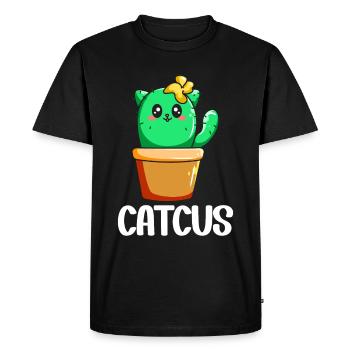 Cat Cactus Succulent Cactus Lover - Men's Premium Organic T-Shirt - black - Front - Nico (187cm)