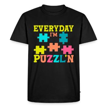 Puzzle Pièce Puzzle Amateur de Puzzle - T-shirt Premium bio Homme - noir - Devant - Nico (187cm)