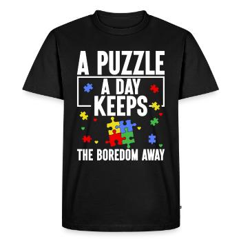 Puzzle Pièce Puzzle Amateur de Puzzle - T-shirt Premium bio Homme - noir - Devant - Nico (187cm)
