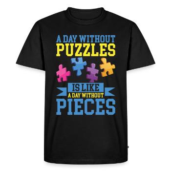 Puzzle Pièce Puzzle Amateur de Puzzle - T-shirt Premium bio Homme - noir - Devant - Nico (187cm)