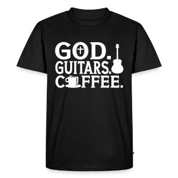 God Guitars Coffee Christian Guitarist - Men's Premium Organic T-Shirt - black - Front - Nico (187cm)