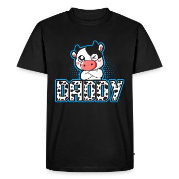 Papa Cowboy anniversaire famille match fête - T-shirt Premium bio Homme - noir - Devant - Nico (187cm)