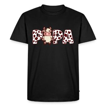 Papa Cowboy anniversaire famille match fête - T-shirt Premium bio Homme - noir - Devant - Nico (187cm)