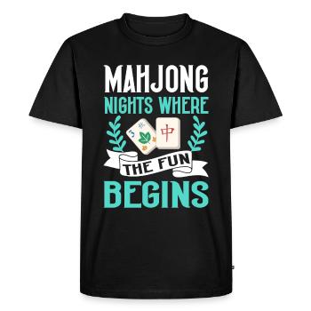 Mahjong Mah Jong Jeu chinois Mah Jongg - T-shirt Premium bio Homme - noir - Devant - Nico (187cm)