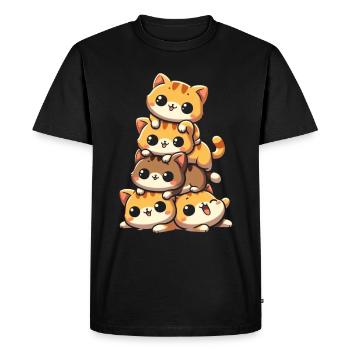 pile de chats chatons pile kawaii miaousson anime - T-shirt Premium bio Homme - noir - Devant - Nico (187cm)