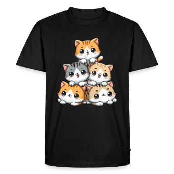 pile de chats chatons pile kawaii miaousson anime - T-shirt Premium bio Homme - noir - Devant - Nico (187cm)