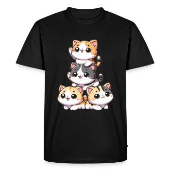 pile de chats chatons pile kawaii miaousson anime - T-shirt Premium bio Homme - noir - Devant - Nico (187cm)