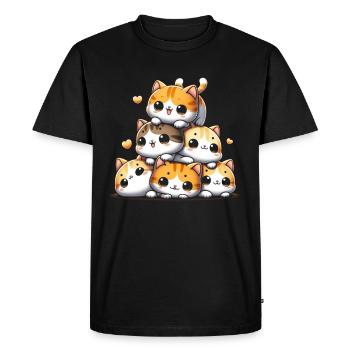 Pile de chats chatons pile Kawaii Meowtain anime - T-shirt Premium bio Homme - noir - Devant - Nico (187cm)