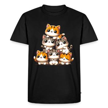 pile de chats chatons pile kawaii miaousson anime - T-shirt Premium bio Homme - noir - Devant - Nico (187cm)