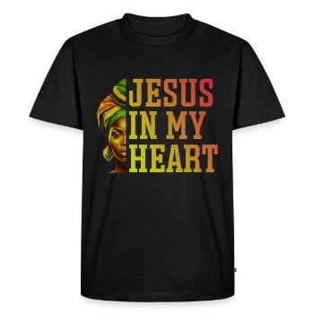 African American Christ Jesus Black Women - Men's Premium Organic T-Shirt - black - Front - Nico (187cm)