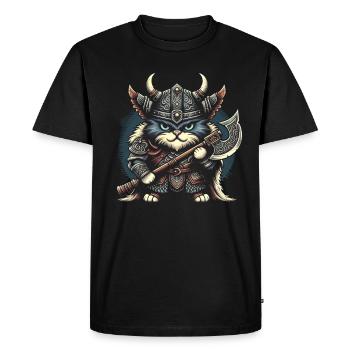 Casque de chat viking Nordic Cat Lover norvégien - T-shirt Premium bio Homme - noir - Devant - Nico (187cm)