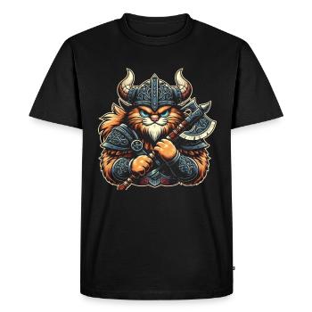 Casque de chat viking Nordic Cat Lover norvégien - T-shirt Premium bio Homme - noir - Devant - Nico (187cm)