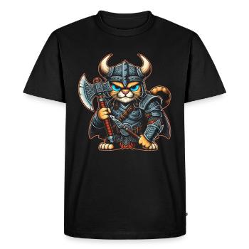 Casque de chat viking Nordic Cat Lover norvégien - T-shirt Premium bio Homme - noir - Devant - Nico (187cm)