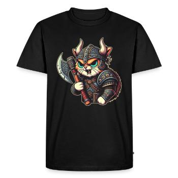 Casque de chat viking Nordic Cat Lover norvégien - T-shirt Premium bio Homme - noir - Devant - Nico (187cm)