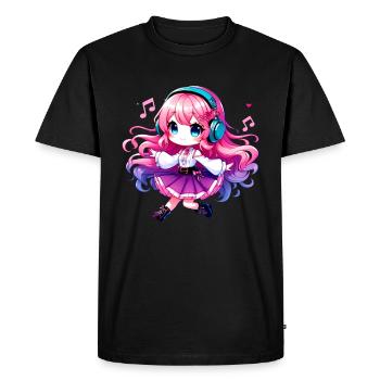 Kawaii Chibi Anime Girl Anime Merch Japonais - T-shirt Premium bio Homme - noir - Devant - Nico (187cm)