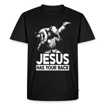 Jésus vous soutient BJJ Jiu Jitsu Christian - T-shirt Premium bio Homme - noir - Devant - Nico (187cm)