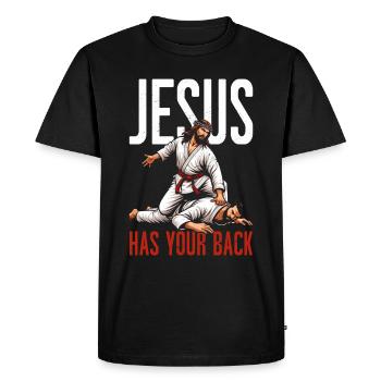 Jésus vous soutient BJJ Jiu Jitsu Christian - T-shirt Premium bio Homme - noir - Devant - Nico (187cm)