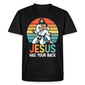 Jésus vous soutient BJJ Jiu Jitsu Christian - T-shirt Premium bio Homme - noir - Devant - Nico (187cm)