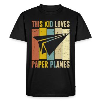 Paper Airplane Origami Paper Airplane Master - Men's Premium Organic T-Shirt - black - Front - Nico (187cm)