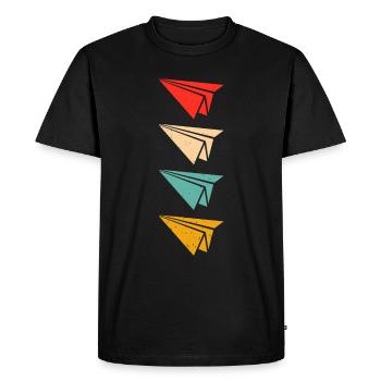 Paper Airplane Origami Paper Airplane Master - Men's Premium Organic T-Shirt - black - Front - Nico (187cm)