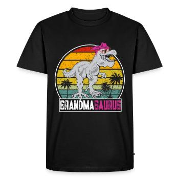 Omasaurus T Rex Dinosaur Granny Nana - Men's Premium Organic T-Shirt - black - Front - Nico (187cm)