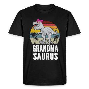 Omasaurus T Rex Dinosaur Granny Nana - Men's Premium Organic T-Shirt - black - Front - Nico (187cm)