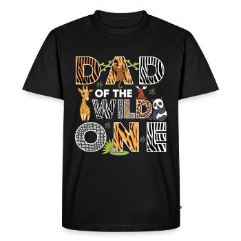 Papa Of The Wild One Birthday Zoo Theme Safari - Men's Premium Organic T-Shirt - black - Front - Nico (187cm)