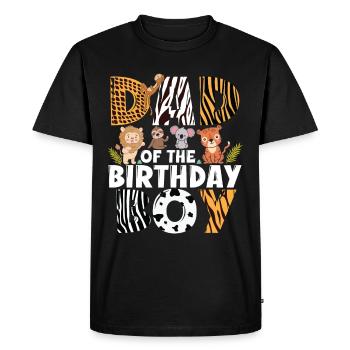 Papa Of The Wild One Birthday Zoo Theme Safari - Men's Premium Organic T-Shirt - black - Front - Nico (187cm)
